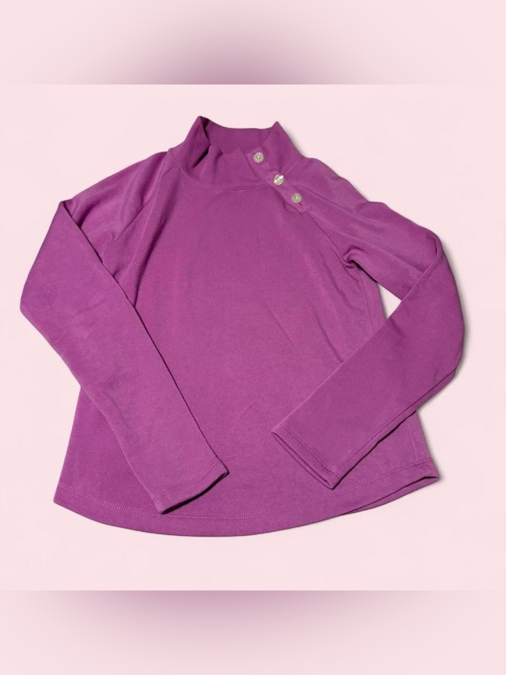 Crewcuts Girls' Magenta Mock-Neck Long Sleeve Top with Shoulder Buttons